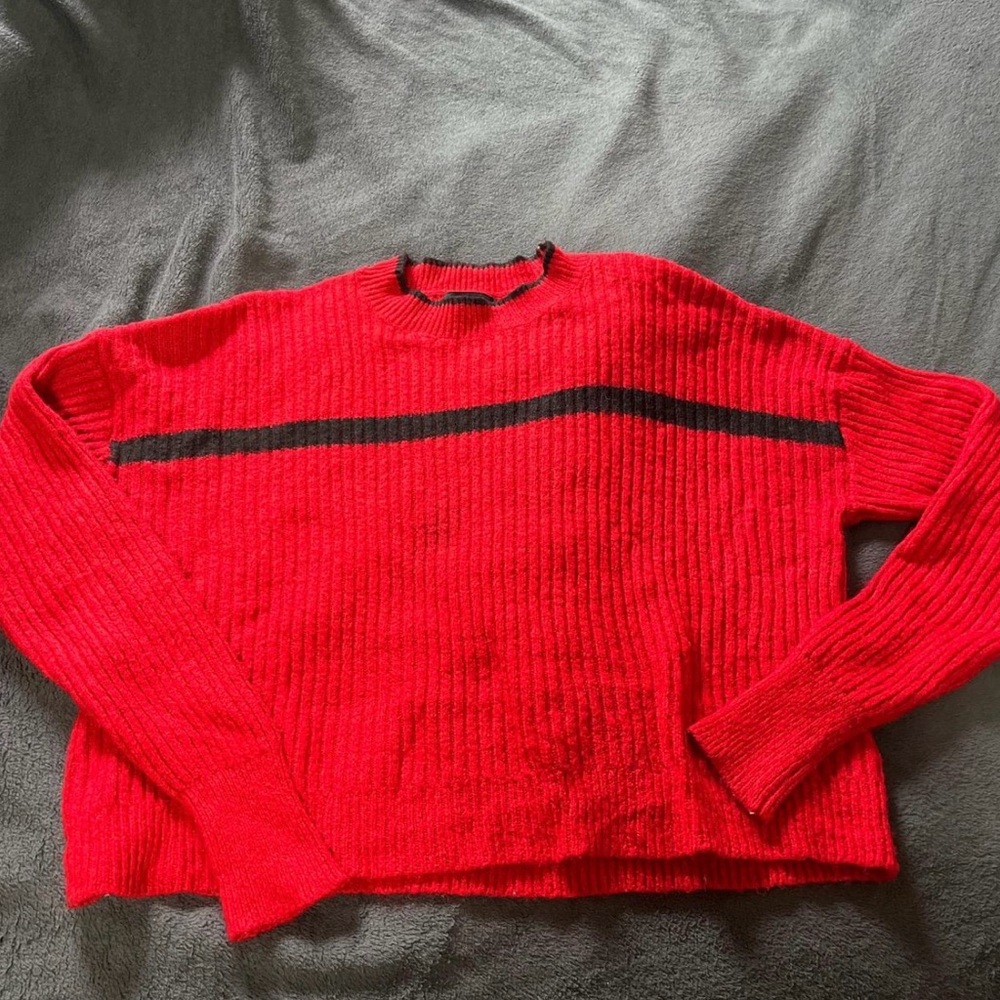 Forever 21 Red and Black Crewneck Sweater